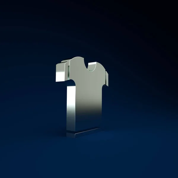 Shirt Icona Argento Isolato Sfondo Blu Concetto Minimalista Illustrazione Rendering — Foto Stock