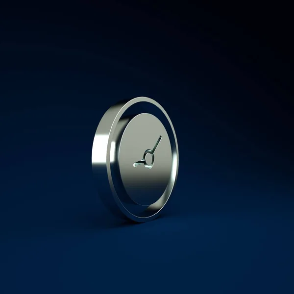 Silver Clock Icoon Geïsoleerd Blauwe Achtergrond Tijdsymbool Minimalisme Concept Illustratie — Stockfoto