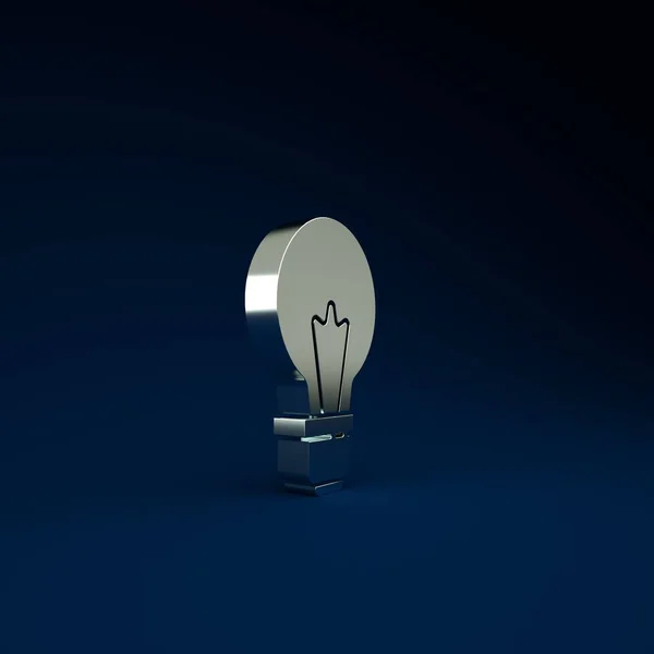 Silver Glödlampa Med Begreppet Idé Ikon Isolerad Blå Bakgrund Energi — Stockfoto