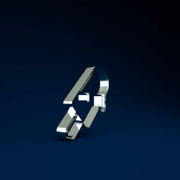 青色の背景に孤立した銀のアイスクリームアイコン 甘いシンボルだ 最小限の概念 3Dイラスト3Dレンダリング — ストック写真