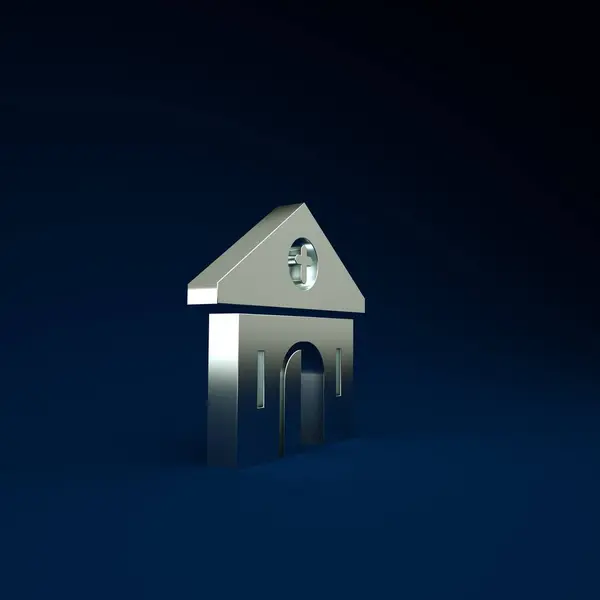 Silver Church Building Icon Isolated Blue Background Christian Church Religion — Stock Photo, Image