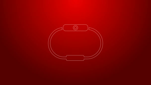 Green line Smartwatch icon isolated on red background. 4K Video motion graphic animation — Stock Video