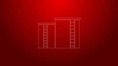 Yeşil hat, petrol ve gaz endüstriyel yapı ikonu kırmızı arka planda izole edildi. 4K Video hareketli grafik canlandırması