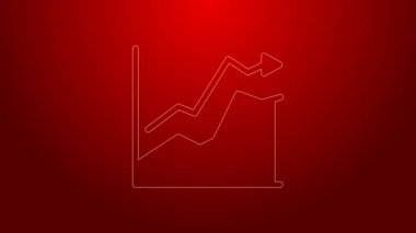Yeşil hat petrol fiyat artışı simgesi kırmızı arkaplanda izole edildi. Petrol endüstrisi krizi konsepti. 4K Video hareketli grafik canlandırması