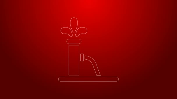 Green line Oil pump or pump jack icon isolated on red background. Oil rig. 4K Video motion graphic animation — Stock Video