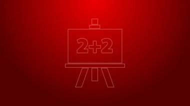Kırmızı arkaplanda yeşil çizgi kireçtaşı simgesi izole edildi. Okul karatahtası. 4K Video hareketli grafik canlandırması
