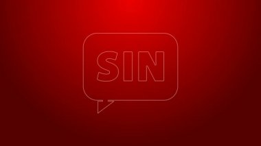 Yeşil çizgi matematik fonksiyonu sinüs simgesi kırmızı arkaplanda izole edildi. 4K Video hareketli grafik canlandırması