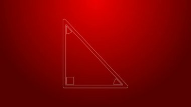 Yeşil çizgi üçgen matematik ikonu kırmızı arkaplanda izole edildi. 4K Video hareketli grafik canlandırması