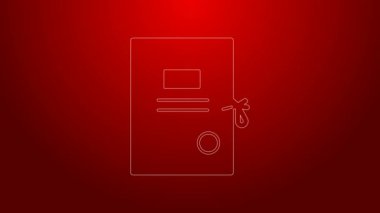 Kırmızı arkaplanda yeşil çizgi resmi var. 4K Video hareketli grafik canlandırması