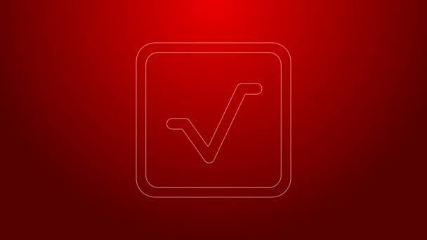 Línea verde Icono de raíz cuadrada aislado sobre fondo rojo. Animación gráfica de vídeo 4K — Vídeos de Stock