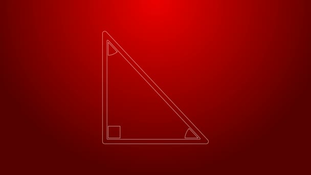 Green line Triangle math icon isolated on red background. 4K Video motion graphic animation — Stock Video