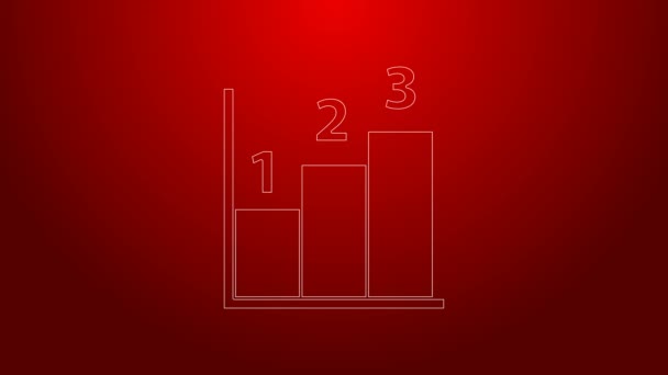 Gráfico de linha verde, cronograma, gráfico, diagrama, infográfico, ícone de gráfico de torta isolado no fundo vermelho. Animação gráfica em movimento de vídeo 4K — Vídeo de Stock