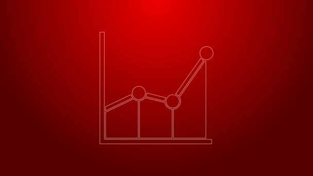 Ligne verte Graphique, calendrier, graphique, diagramme, infographie, icône de graphique circulaire isolé sur fond rouge. Animation graphique de mouvement vidéo 4K — Video