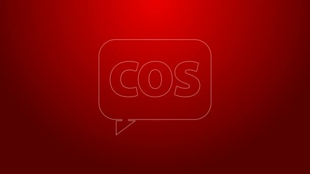 Green line Mathematics function cosine icon isolated on red background. 4K Video motion graphic animation — Stock Video