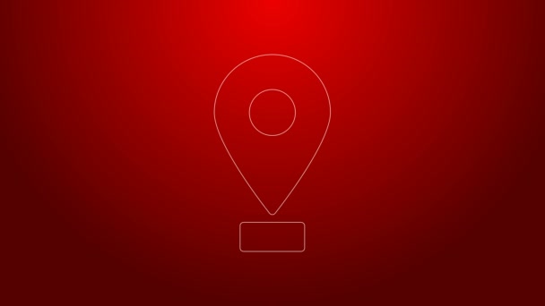 Green line Map pin icon isolated on red background. Navigation, pointer, location, map, gps, direction, place, compass, search concept. 4K Video motion graphic animation — Stock Video