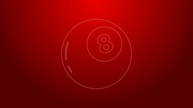 Kırmızı arkaplanda, karar alma ikonu için yeşil çizgi sihirli tahmin topu izole edildi. Kristal küre. 4K Video hareketli grafik canlandırması