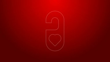 Yeşil hat lütfen kırmızı arkaplanda izole edilmiş kalp ikonu ile rahatsız etmeyin. 8 Mart. Uluslararası Mutlu Kadınlar Günü. 4K Video hareketli grafik canlandırması