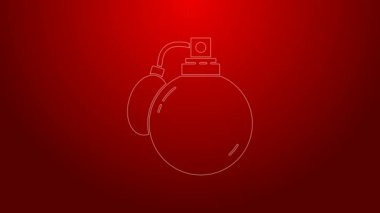 Kırmızı arkaplanda yeşil çizgi parfüm ikonu izole edildi. 8 Mart. Uluslararası Mutlu Kadınlar Günü. 4K Video hareketli grafik canlandırması