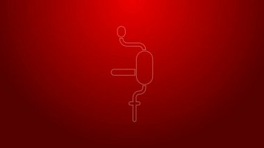 Yeşil çizgi El matkap simgesi kırmızı arkaplanda izole edildi. 4K Video hareketli grafik canlandırması