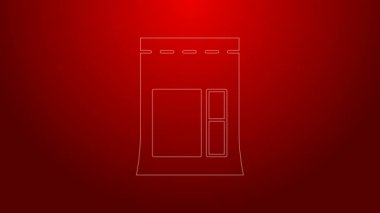 Yeşil çizgi çimento torbası simgesi kırmızı arkaplanda izole edildi. 4K Video hareketli grafik canlandırması