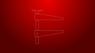 Yeşil çizgi klemp aracı simgesi kırmızı arkaplanda izole edildi. Çilingir aleti. 4K Video hareketli grafik canlandırması
