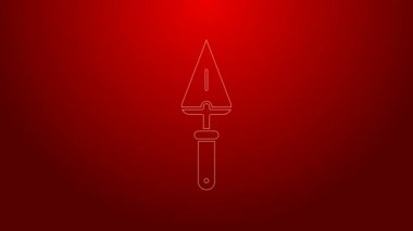 Yeşil çizgi Trowel simgesi kırmızı arkaplanda izole edildi. 4K Video hareketli grafik canlandırması