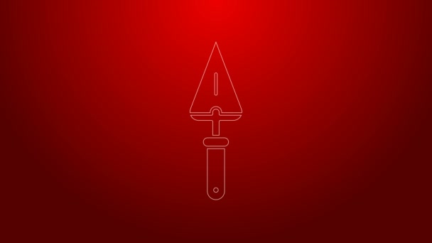 Green line Trowel icon isolated on red background. 4K Video motion graphic animation — Stock Video