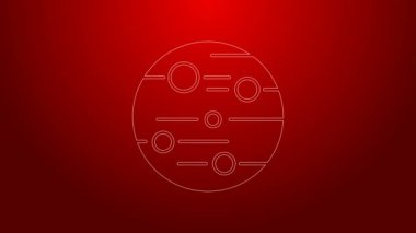 Yeşil çizgi Mars ikonu kırmızı arkaplanda izole edildi. 4K Video hareketli grafik canlandırması