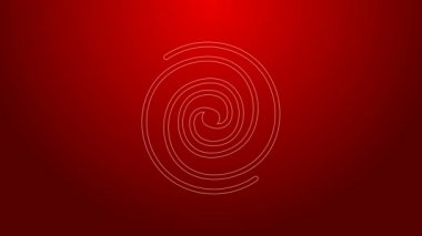 Yeşil çizgi kara delik simgesi kırmızı arkaplanda izole edildi. Uzay deliği. Collapsar. 4K Video hareketli grafik canlandırması