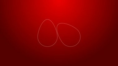 Yeşil çizgi Paskalya yumurtaları ikonu kırmızı arka planda izole edilmiş. Mutlu Paskalyalar. 4K Video hareketli grafik canlandırması