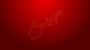 Kırmızı arkaplanda yeşil çizgi büyü simgesi izole edildi. Büyücü el büyüler yapıyor. 4K Video hareketli grafik canlandırması