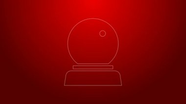 Yeşil çizgi sihirli top ikonu kırmızı arkaplanda izole edildi. Kristal küre. 4K Video hareketli grafik canlandırması