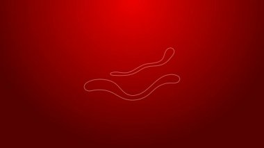 Yeşil çizgi Ebola virüsü ikonu kırmızı arkaplanda izole edildi. 4K Video hareketli grafik canlandırması