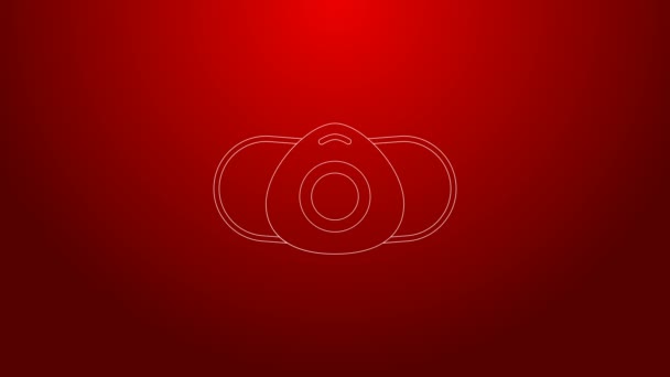Green line Medical protective mask icon isolated on red background. 4K Video motion graphic animation — Stock Video