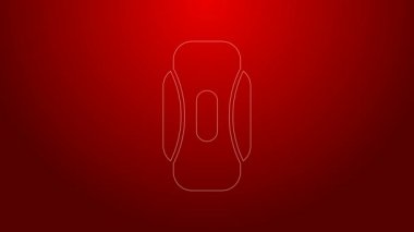 Yeşil çizgi adetleri ve kırmızı arka planda izole edilmiş hijyenik peçete ikonu. Kadın hijyen ürünleri. 4K Video hareketli grafik canlandırması