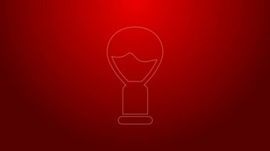 Kırmızı arkaplanda yeşil çizgi tıraş fırçası simgesi izole edildi. Berber dükkanı sembolü. 4K Video hareketli grafik canlandırması