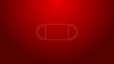 Yeşil çizgi tıbbi koruyucu maske simgesi kırmızı arkaplanda izole edildi. 4K Video hareketli grafik canlandırması