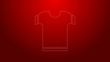 Kırmızı arkaplanda yeşil çizgi tişört simgesi izole edildi. 4K Video hareketli grafik canlandırması