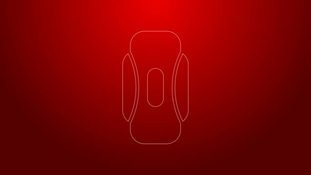 Grön linje menstruation och sanitär servett ikon isolerad på röd bakgrund. Feminin hygienprodukt. 4K Video motion grafisk animation — Stockvideo
