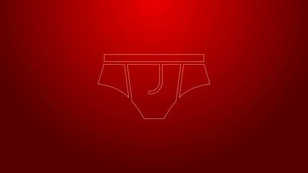 Πράσινη γραμμή εικονίδιο Underwear απομονώνονται σε κόκκινο φόντο. 4K Γραφική κίνηση κίνησης βίντεο — Αρχείο Βίντεο