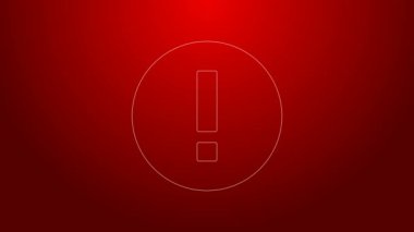 Kırmızı arkaplanda yeşil çizgi bilgi simgesi izole edildi. 4K Video hareketli grafik canlandırması