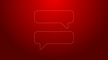 Yeşil çizgi konuşma balonu sohbet simgesi kırmızı arkaplanda izole edildi. İleti simgesi. İletişim ya da yorum sohbet sembolü. 4K Video hareketli grafik canlandırması