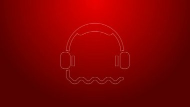Kırmızı arkaplanda yeşil hat kulaklık simgesi var. Müşteri hizmetleri, yardım hattı, çağrı merkezi, faq, bakım. 4K Video hareketli grafik canlandırması