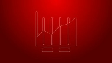 Kırmızı arkaplanda yeşil çizgi pasta grafiği bilgi simgesi izole edildi. Diyagram çizelgesi. 4K Video hareketli grafik canlandırması