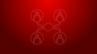 Yeşil çizgi çevrimiçi sınıf simgesi kırmızı arkaplanda izole edildi. Çevrimiçi eğitim kavramı. 4K Video hareketli grafik canlandırması