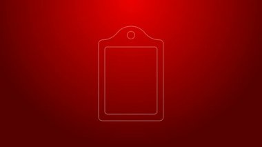 Kırmızı arkaplanda yeşil çizgi kesme simgesi izole edildi. Kesme tahtası sembolü. 4K Video hareketli grafik canlandırması