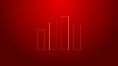 Yeşil çizgi müzik eşitleyici simgesi kırmızı arkaplanda izole edildi. Ses dalgası. Ses dijital dengeleyici teknolojisi, konsol paneli, nabız müzikali. 4K Video hareketli grafik canlandırması