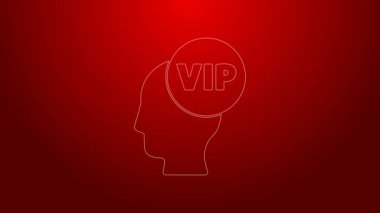 Yeşil çizgi Vip insan kafasının içindeki simge kırmızı arka planda izole edildi. 4K Video hareketli grafik canlandırması
