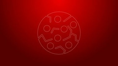 Yeşil çizgi Kurabiye ya da kırmızı arka planda çikolata ikonlu bisküvi. 4K Video hareketli grafik canlandırması