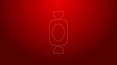 Yeşil çizgi Candy simgesi kırmızı arkaplanda izole edildi. 4K Video hareketli grafik canlandırması